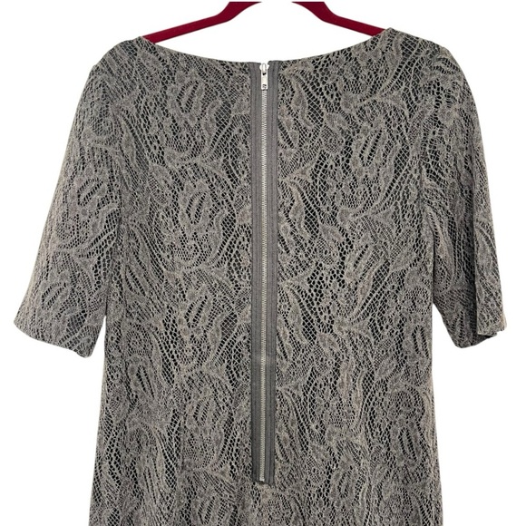 Adrianna Papell Charcoal Crochet Lace Overlay Knee Length Shift Dress Women’s 12 - Picture 5 of 8